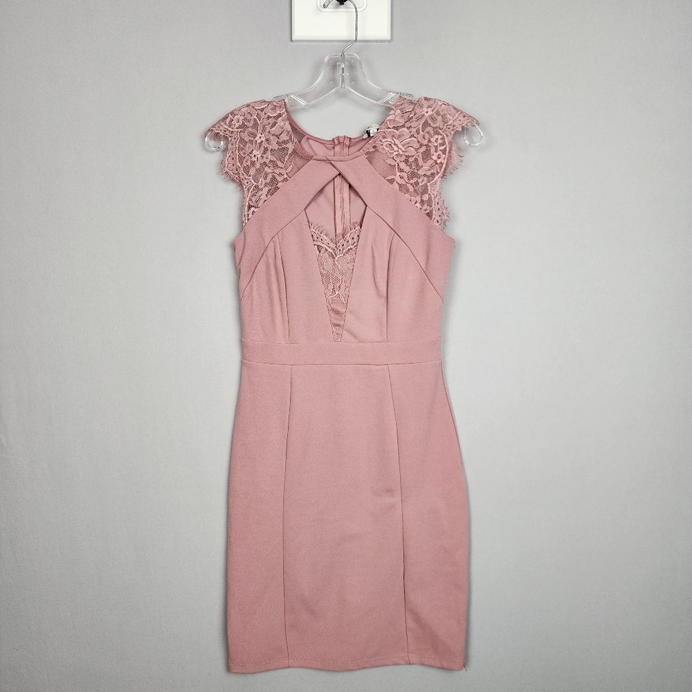 Blashe Pink Pencil Dress Sz. Small - Lace Sleeves